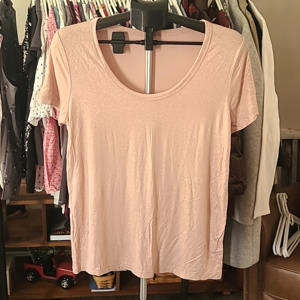 Pink Shimmer Scoop Neck T-shirt